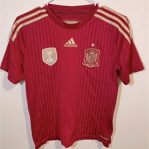 Adidas FIFA 2010 world champion Spain team boys size large soccer jersey athlete